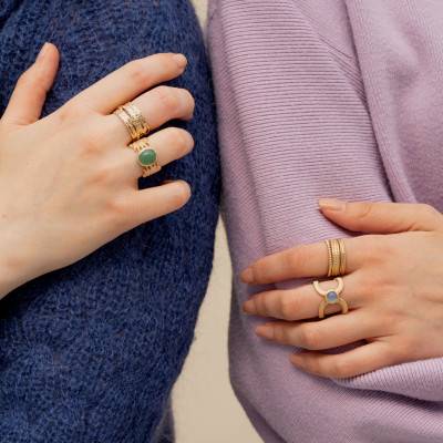 Yellow Gold Plated Gina Ring & Aventurine - Ana & Cha