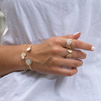 Rosa Yellow Gold-Plated & Rose Quartz Ring - Ana & Cha
