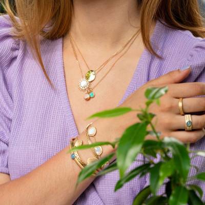 Charlie Yellow Gold-Plated & Amazonite Pendant - Ana & Cha