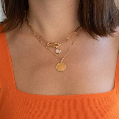 Lisa Yellow Gold-Plated & Moonstone Pendant - Ana & Cha