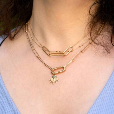Pendentif Gina, Plaqué or & Aventurine - Ana & Cha