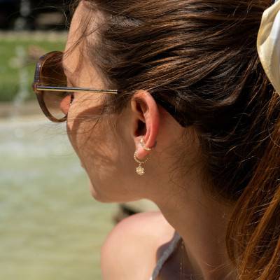 Boucles d'oreilles Créoles Flora Plaqué Or, Diamètre 12 mm - Ana & Cha