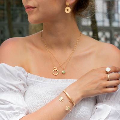 Lisa Yellow Gold-Plated & Aventurine Pendant - Ana & Cha