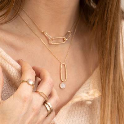 Elise Moonstone Necklace, 45 cm Length - Ana & Cha