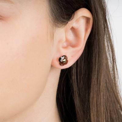 Puce d'Oreilles Or Jaune 750 Quartz Fumé - Morganne Bello