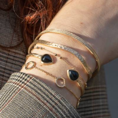 Yellow Gold-Plated Cesarine Bracelet, Length 19 cm - Ana & Cha