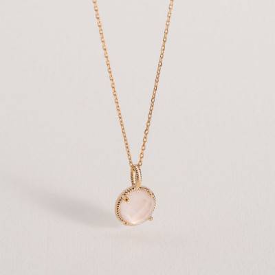 Pendentif Lisette quartz rose plaqué or - Ana & Cha