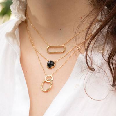 Gold-Plated Rectangle Necklace, Length 4 cm - Ana & Cha