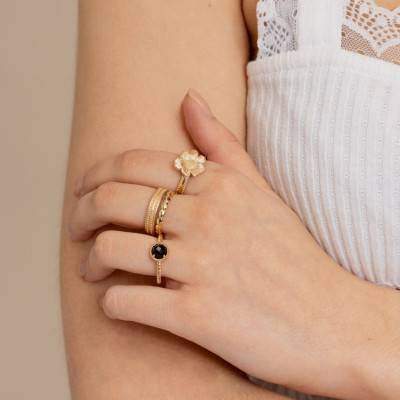 Florette Yellow Gold-Plated Ring - Ana & Cha
