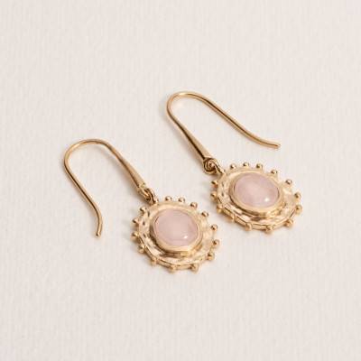 Créoles Odile, plaqué or & quartz rose - Ana & Cha