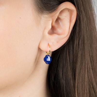 Boucles d'Oreilles Lapis Lazuli Petit Trèfle, Or Jaune 750 - Morganne Bello