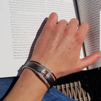 Bracelet Jonc, en Argent rhodié & Oxydes de zirconium - Valenzi
