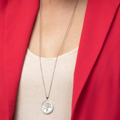 Collier Arbre de Vie Acier - LS1869-1/1, Longueur 75 cm - Lotus