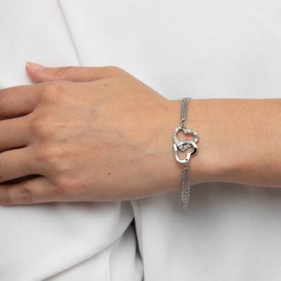 Woman's Heart Stainless Steel Bracelet, Adjustable Length 20.5 cm - LS1912-2/1 - Lotus