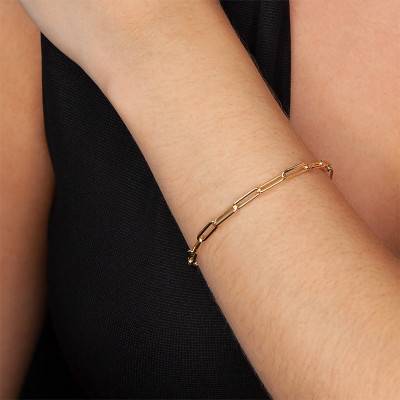 Bracelet chaine maille rectangle, Or Jaune 750, Longueur 18 cm, Largeur 3,1 mm - Manillon