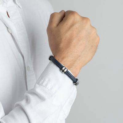 Blue Braided Urban Man Bracelet, 22.5 cm - LS1829-2/5 - Lotus