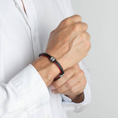 Red Braided Urban Man Bracelet, 22.5 cm - LS1829-2/3 - Lotus
