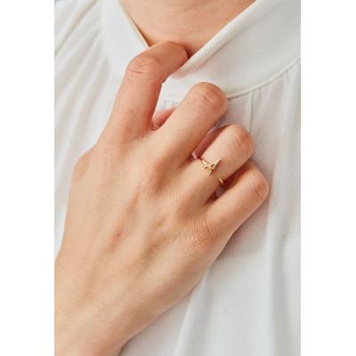 18K Yellow Gold-Plated 925 Silver Letter Ring, Adjustable Size - Design Letters