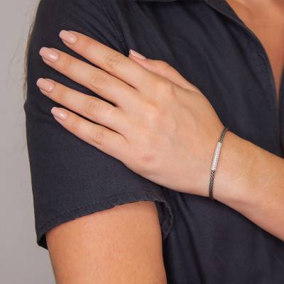 Bracelet Jonc noir, Argent rhodié & Oxydes de zirconium - Valenzi