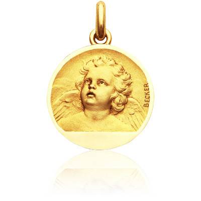 Médaille Ange Regardant Vers le Ciel Or Jaune 750, Diamètre 15 mm à 22 mm - Becker