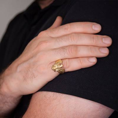 750/1000 Yellow Gold Eagle Signet Ring - Imperium