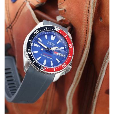 Crafter Blue Gray Silicone Watch Strap CB10G-22A20BBKRU for Seiko 22mm SKX007 - Strapcode