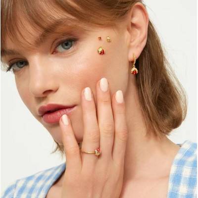 Bague Coccinelle Rouge Dorée - Aleyolé