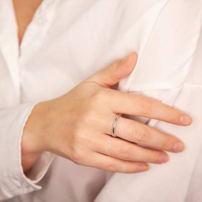 Bague perlée, argent rhodié 925 - Naïades