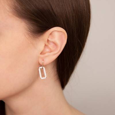 Boucles d'oreilles pendantes, plaqué or et zircons - Naïades