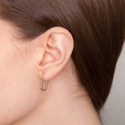 18K Gold-Plated Rectangular Hoop Earrings - Naïades