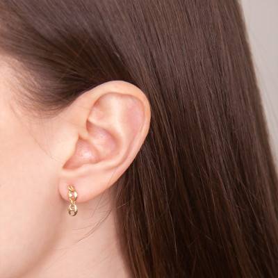 Yellow Gold-Plated Coffee Bean Chain Drop Earrings - Naïades