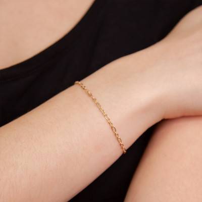 Bracelet maille figaro, plaqué or, Longueur 18 cm, Largeur 2,30 mm - Naïades