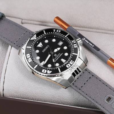 Grey MiLTAT Canvas L01-20B20ERG60C2H015 20mm Watch Strap - Strapcode