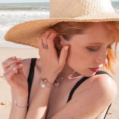 Golden Beige Clover Sunstone Cord Bracelet, Adjustable Length - Morganne Bello