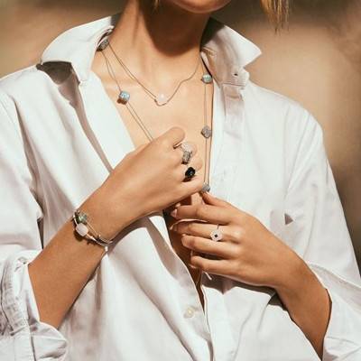 Taupe Cord Labradorite Clover Bracelet, Adjustable Length - Morganne Bello