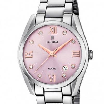 Boyfriend Pink Dial Watch F16790/D - Festina