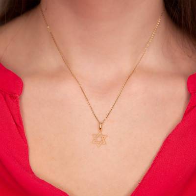 Openwork Star of David 375/1000 or 750/1000 Yellow Gold Pendant - Rosatella