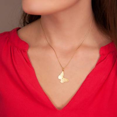 Exotic Butterfly Yellow Gold 375/1000 or 750/1000 Pendant - Rosatella