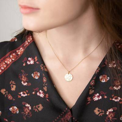 Yellow Gold 375/1000 or 750/1000 Dove Medal & 0.011 ct Diamond, 16 mm Diameter - Rosatella