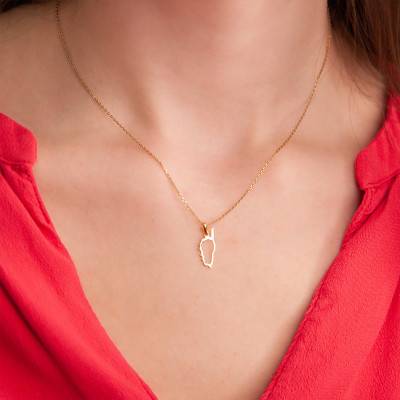 Yellow 375/1000 or 750/1000 Gold Open-Work Corsica Map Pendant - Rosatella