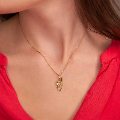 Yellow 375/1000 or 750/1000 Gold Open-Work Corsica Moor's Head Pendant - Rosatella