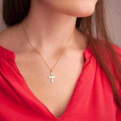 Yellow Gold 375 or 750 Ankh Cross of Life Pendant - Rosatella