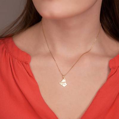 Engraved Algeria Map Pendant in 375/1000 or 750/1000 Yellow Gold - Rosatella