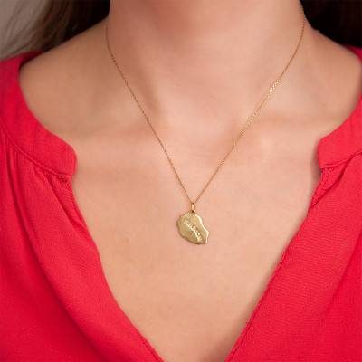 Engraved Yellow Gold 375 or 750 Réunion Map Pendant - Rosatella