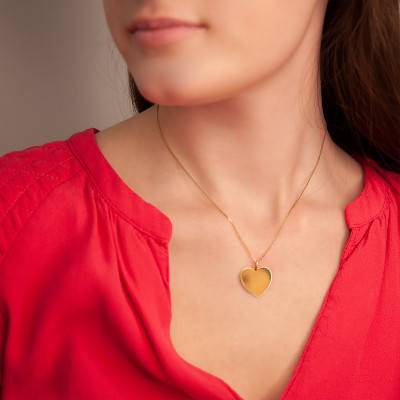 Yellow Gold 375/1000 or 750/1000 Flat Heart Pendant - Rosatella