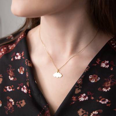 Yellow Gold 375/1000 or 750/1000 Cloud Pendant & Diamond 0,011 ct - Rosatella