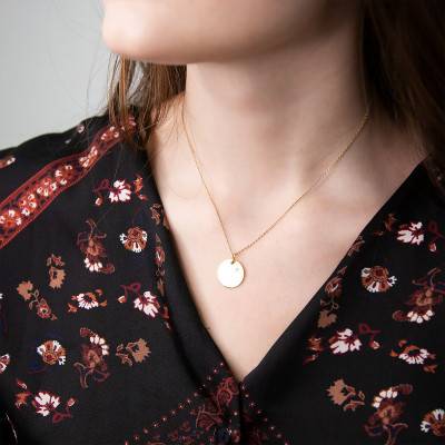 Pendentif Médaille Ronde, Or Jaune 375 ou 750, Diamant 0,011 CT - Rosatella