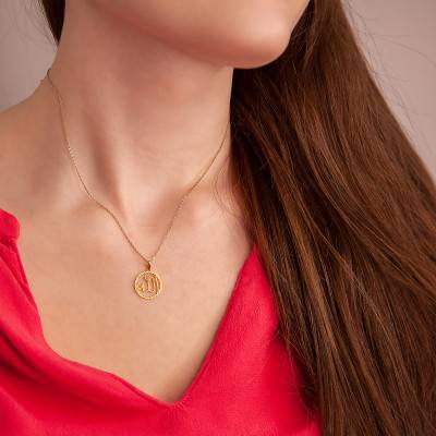 Yellow Gold 375/1000 or 750/1000 Openwork Allah Medal Pendant - Rosatella