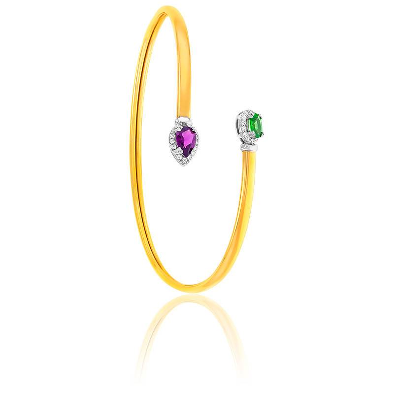 Bracelet Marguerite tsavorite - Or jaune 18 carats - Bijoux pour femme en or  18 carats - Poinçon 22