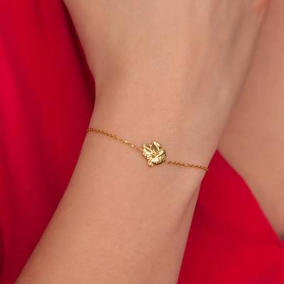 Yellow Gold 375 or 750 Corsican Moorish Head Bracelet, Length 18 cm - Rosatella